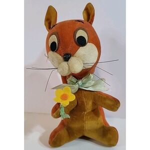 Vintage Herman Pecker Mouse Rat Plush Stuffed Animal Flower Japan Original Tag